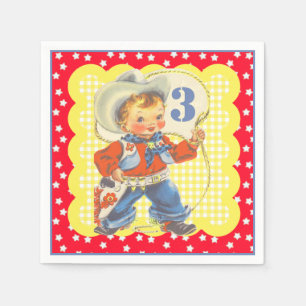 Western Little Cowboy With Rope Birthday Napkins