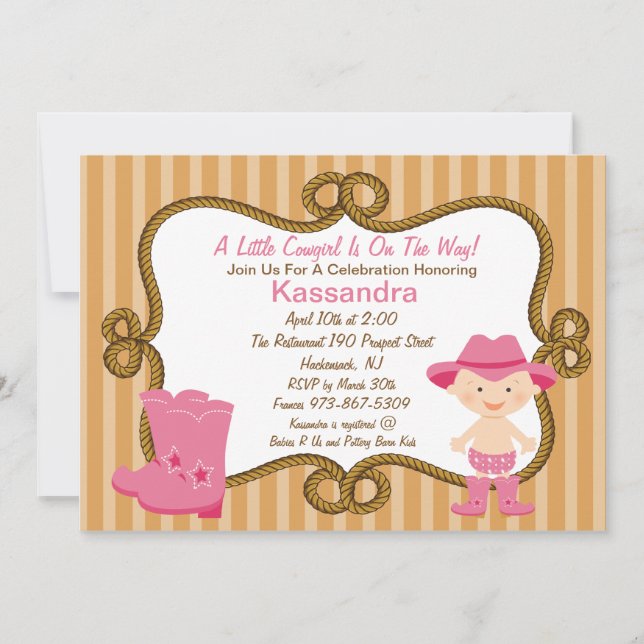 Western Little Cowgirl Baby Shower Invitation (Front)