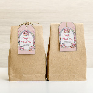 Western Little Cowgirl Pink Coastal Baby Shower Gift Tags