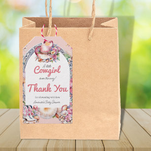 Western Little Cowgirl Pink Coastal Baby Shower Gift Tags