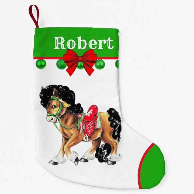 Western Little Horse Pony With Saddle Small Christmas Stocking (Front)