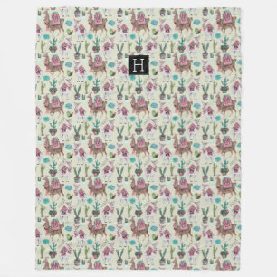 Western Llamas & Cactus   Large Fleece blankets