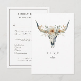 Western longhorn skull meal choices wedding RSVP