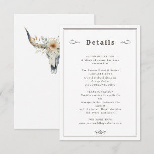 Western longhorn wedding details card