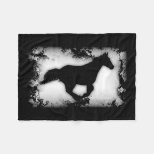 Western-look Galloping Horse Silhouette Fleece Blanket
