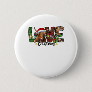 Western Love Christmas Scottish Cow Highland Cattl 6 Cm Round Badge