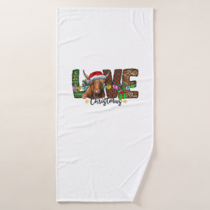 Western Love Christmas Scottish Cow Highland Cattl Bath Towel