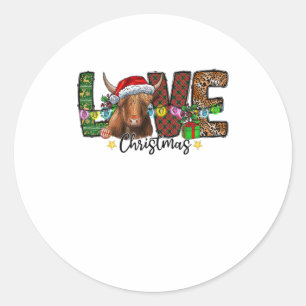 Western Love Christmas Scottish Cow Highland Cattl Classic Round Sticker