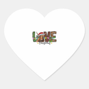 Western Love Christmas Scottish Cow Highland Cattl Heart Sticker