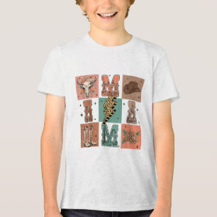 Western Mama Cowboy Cowgirl Mothers Day Mum Countr Tri-Blend Shirt
