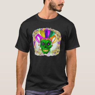 Western Mardi Gras Mask Happy Mardi Gras Skull Mar T-Shirt