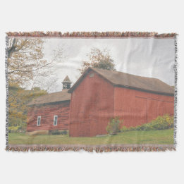Western Mass Big Red Barn in Autumn Throw Blanket