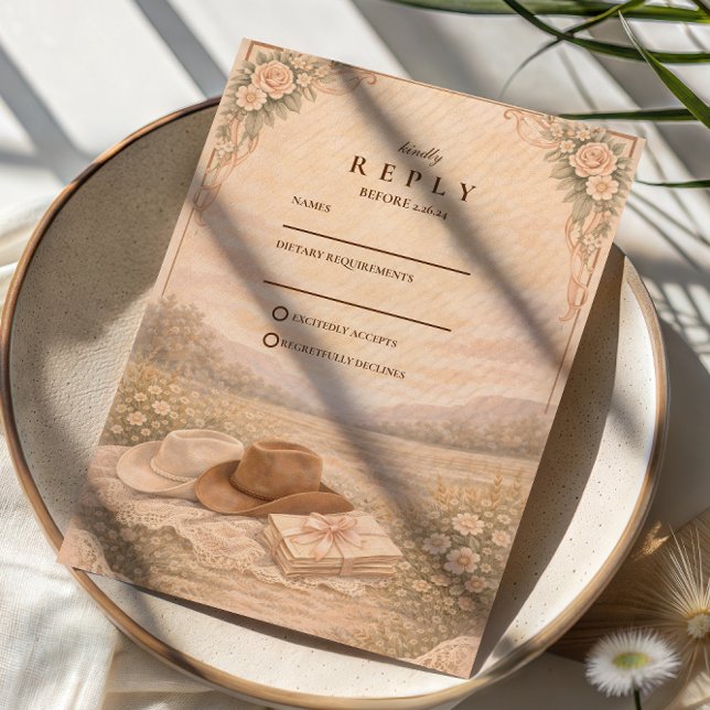 Western Meadow Keepsake Wedding RSVP Card (Creator Uploaded)