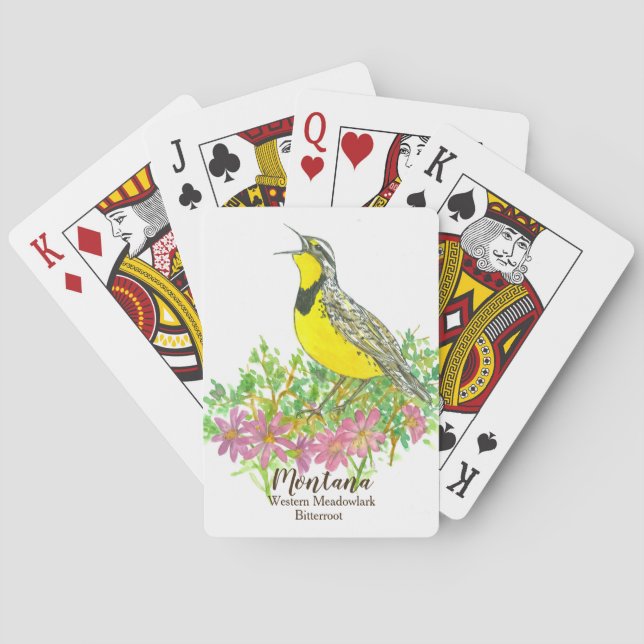 Western Meadowlark Bird Bitterroot Montana Playing Cards (Back)