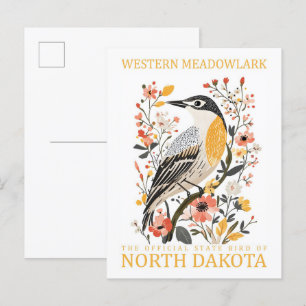 Western Meadowlark Bird of North Dakota USA Postcard