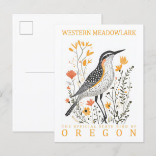 Western Meadowlark Bird of Oregon Travel Postcard