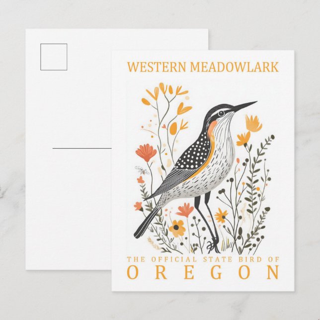 Western Meadowlark Bird of Oregon Travel Postcard (Front/Back)