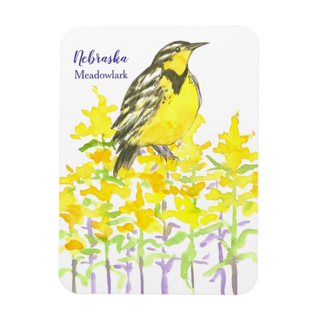 Western Meadowlark Goldenrod Yellow Wildflower Magnet (Vertical)
