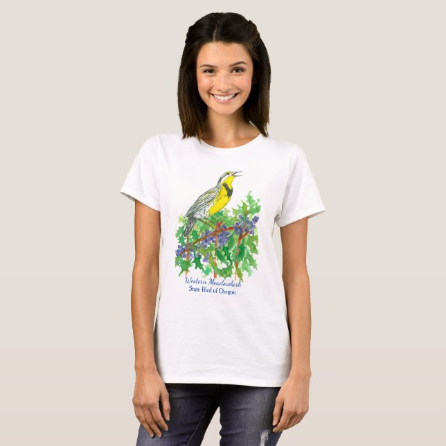 Western Meadowlark Oregon State Bird T-Shirt (Front Full)