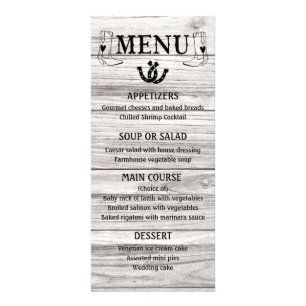 Western Menu Country Wedding Cowboy Boots Wood