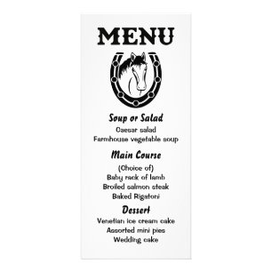 Western Menu Horse Black Country Wedding