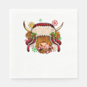 Western Merry Christmas Highland Cow Xmas Farm Ani Napkin