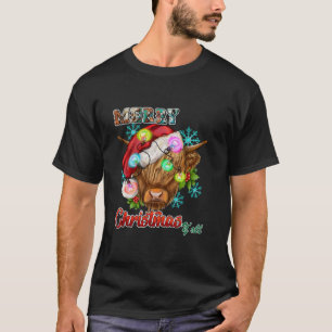 Western Merry Christmas Y all Highland Cow Santa H T-Shirt