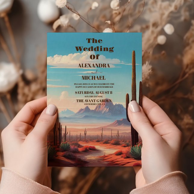 Western Mexican Cactus Desert Wedding  Invitation (Creator Uploaded)