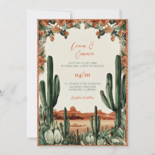 Western Mexican Cactus Desert Wedding Invitation