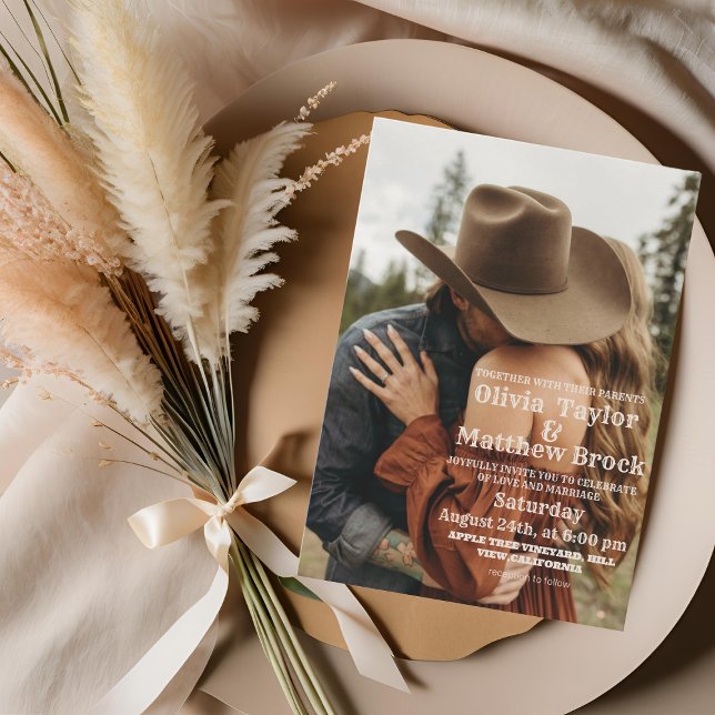Western Minimalist Cowboy Wedding Invitation (Creator Uploaded)