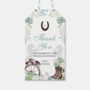 Western Mint Green Ranchero Quinceanera Gift Tags