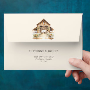 Western Modern Rustic Floral  Wedding Envelope 