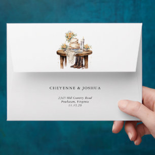Western Modern Rustic Floral Wedding Envelope