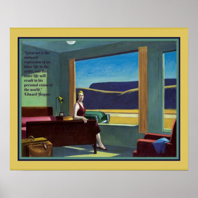 "Western Motel" w/ quote by Edward Hopper Poster (Front)