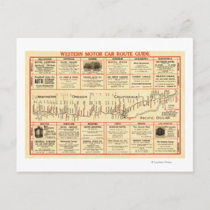 Western Motor Car Route GuidePanoramic Map Postcard