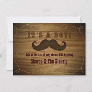 Western Moustache Baby Shower It's a Boy Invitatio Invitation