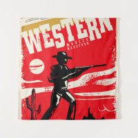 Western movies marathon retro poster design layout