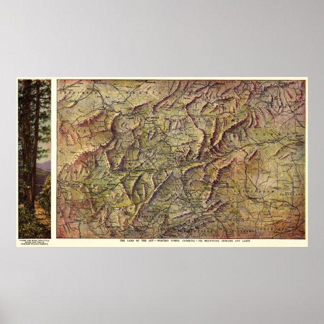 Western North CarolinaPanoramic Map Poster (Front)