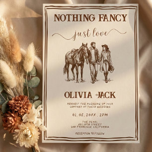 Western Nothing Fancy Just Love Hand-Drawn wedding Invitation