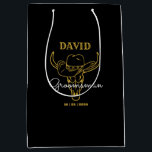 Western Old Frontier Cowboy Personalised Groomsmen Medium Gift Bag<br><div class="desc">Personalised gifts for groomsmen with old western cowboy theme. Decorated with cowboy hat with vintage western font. Text and background colour are editable using the Design Tool to fit your occasion. Get this customise gift for wedding,  bachelor party,  engagement party or any other special occasions.</div>