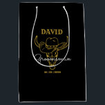 Western Old Frontier Cowboy Personalised Groomsmen Medium Gift Bag<br><div class="desc">Personalised gifts for groomsmen with old western cowboy theme. Decorated with cowboy hat with vintage western font. Text and background colour are editable using the Design Tool to fit your occasion. Get this customise gift for wedding,  bachelor party,  engagement party or any other special occasions.</div>