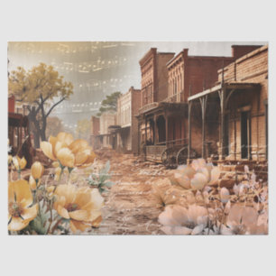 Western Old Town Memories Vintage Decoupage Tissue Paper