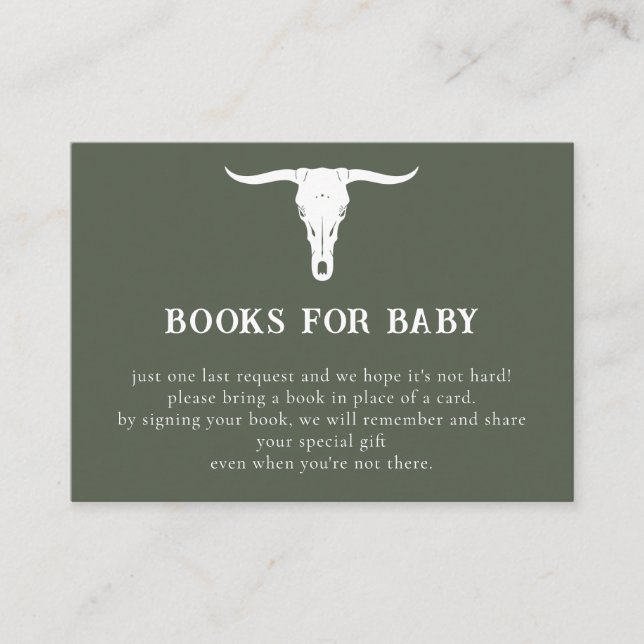 Western Olive Cowboy Books for Baby Enclosure Card (Front)