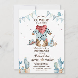 Western Our Little Cowboy Rodeo Baby Shower Invitation