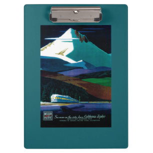 Western Pacific California Zephyr Vintage Poster Clipboard
