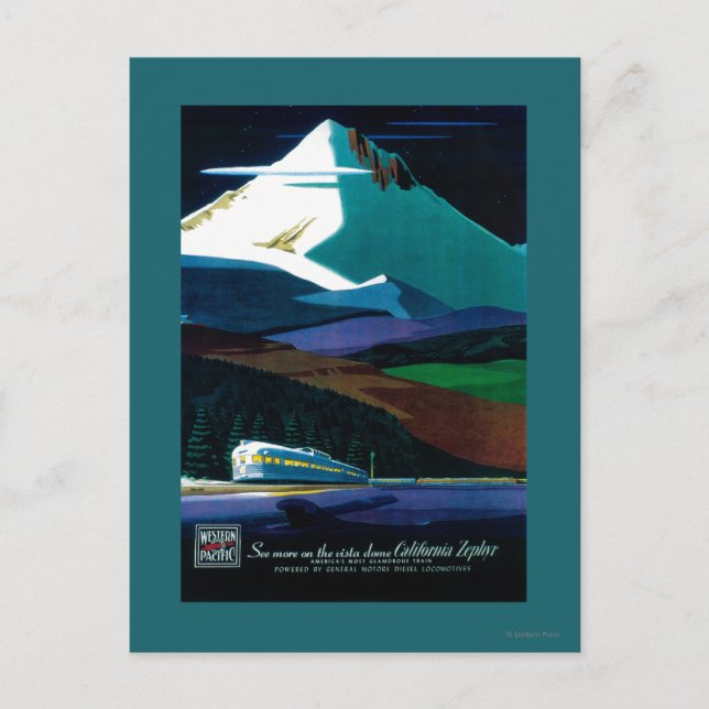 Western Pacific California Zephyr Vintage Poster Postcard (Front)