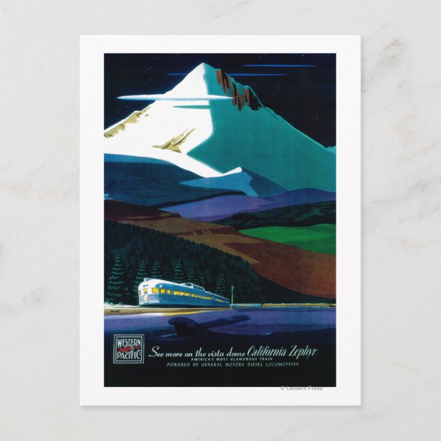 Western Pacific California Zephyr Vintage Poster Postcard (Front)
