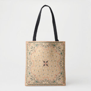 Western Paisley Gold Bandanna Print Cowgirl Tote Bag