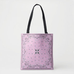 Western Paisley Pink Bandanna Print Cowgirl Tote Bag