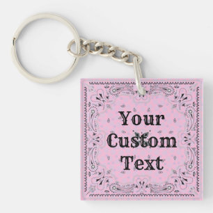Western Paisley Pink Bandanna Print  Key Ring